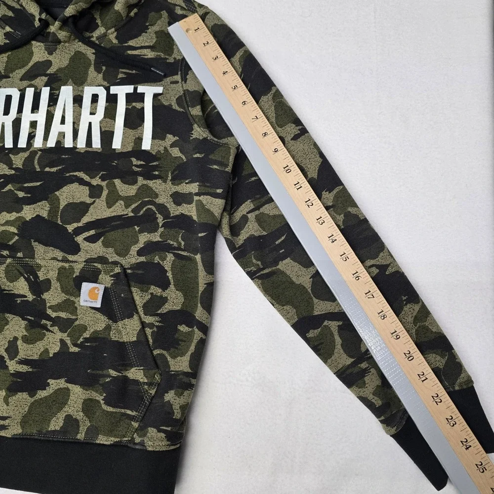 Carhartt Womens Relaxed Fit Camo Hoodie Green Black Logo Pullover Medium 8-10